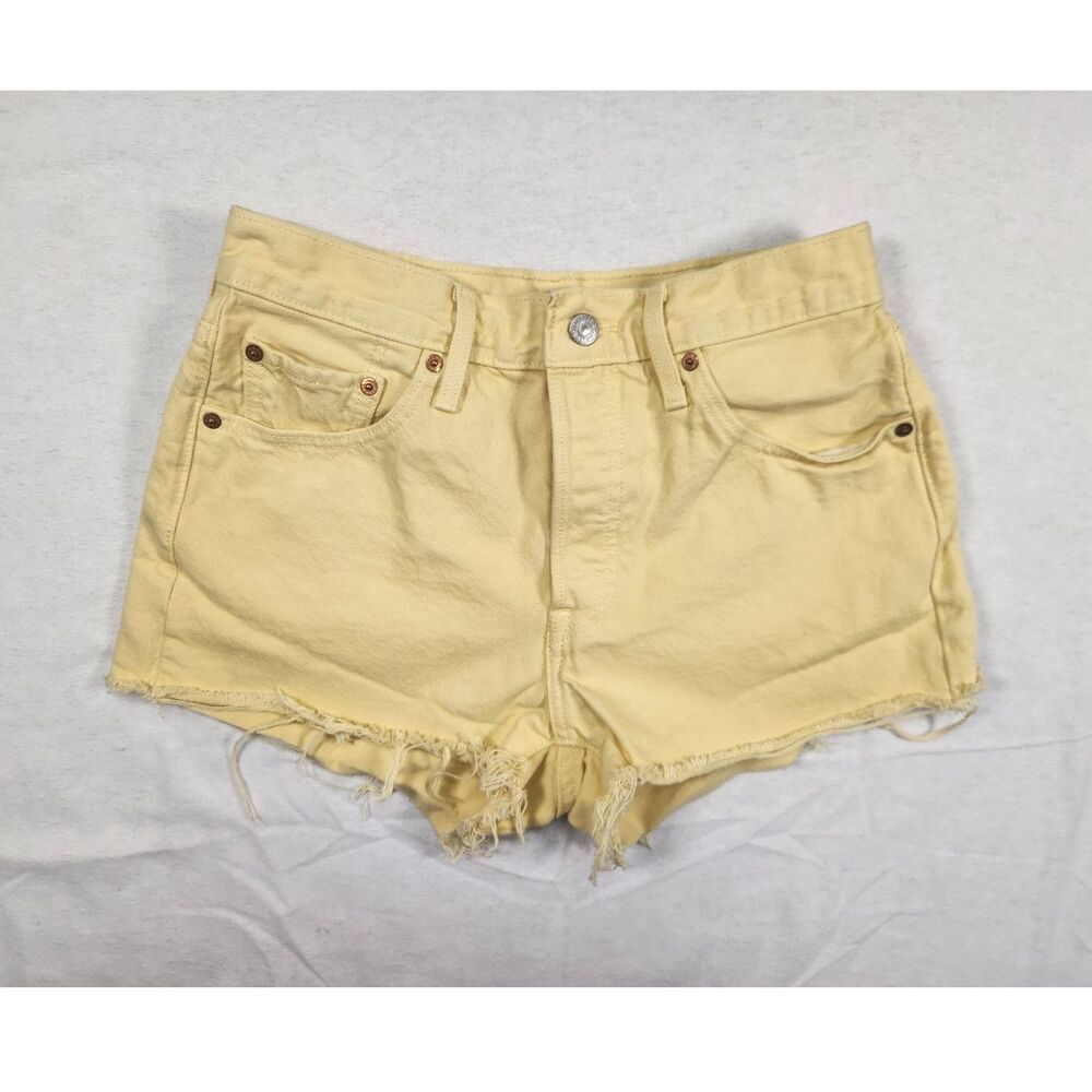 Levi's 501 High Rise Yellow Denim Cut Off Shorts Women's Size 12